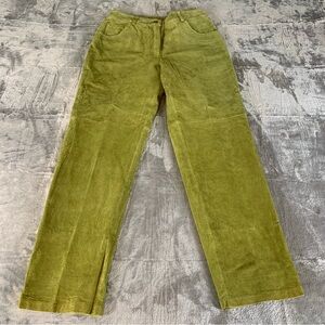 Metrostyle Womens Green‎ Suede Flat Front Straight Leg Chino Pants Size 4P